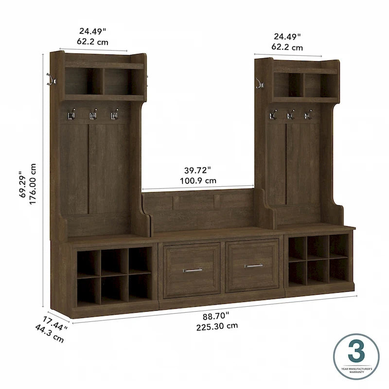 Porte-manteau et banc à chaussures avec portes