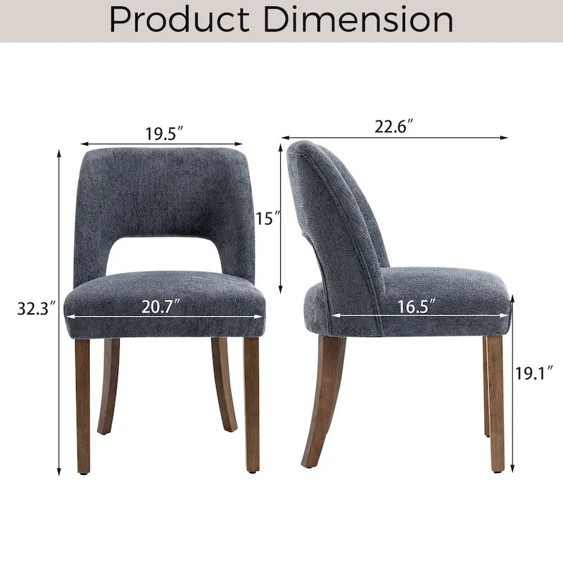Lot de 2 chaises de salle à manger avec revêtement en tissu, design classique et moderne