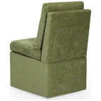 Chaise de salle à manger capitonnée en chenille avec rangement sous l'assise et roulettes