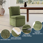 Chaise de salle à manger capitonnée en chenille avec rangement sous l'assise et roulettes