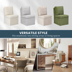 Chaise de salle à manger capitonnée en chenille avec rangement sous l'assise et roulettes