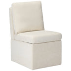 Chaise de salle à manger capitonnée en chenille avec rangement sous l'assise et roulettes