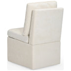 Chaise de salle à manger capitonnée en chenille avec rangement sous l'assise et roulettes