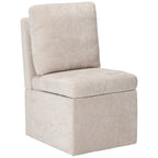 Chaise de salle à manger capitonnée en chenille avec rangement sous l'assise et roulettes