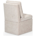 Chaise de salle à manger capitonnée en chenille avec rangement sous l'assise et roulettes