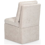 Chaise de salle à manger capitonnée en chenille avec rangement sous l'assise et roulettes