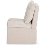Chaise de salle à manger capitonnée en chenille avec rangement sous l'assise et roulettes