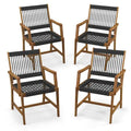 Chaises de salle à manger en bois d'acacia et en corde tressée résistantes aux intempéries pour patio
