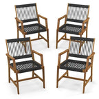 Chaises de salle à manger en bois d'acacia et en corde tressée résistantes aux intempéries pour patio