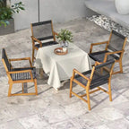 Chaises de salle à manger en bois d'acacia et en corde tressée résistantes aux intempéries pour patio