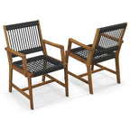 Chaises de salle à manger en bois d'acacia et en corde tressée résistantes aux intempéries pour patio