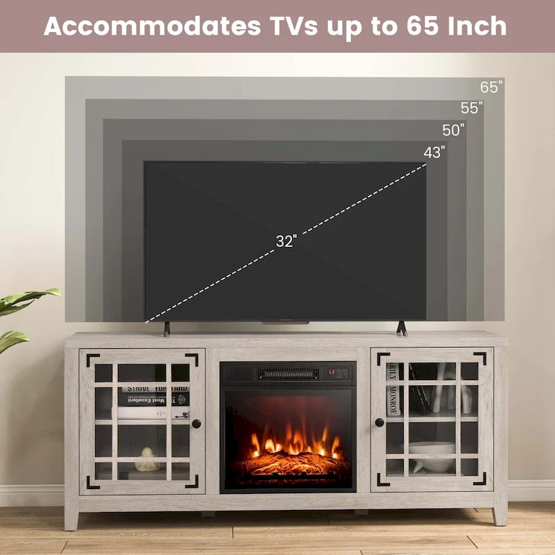 Meuble TV de cheminée de 58 po pour téléviseurs jusqu'à 65 po
