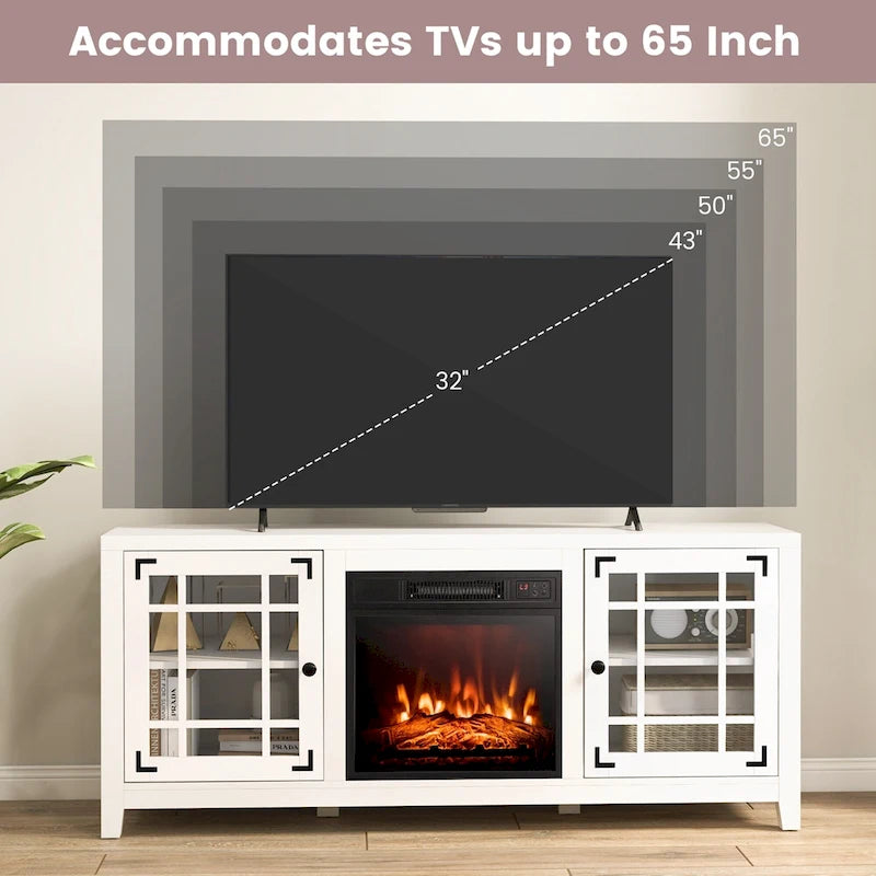 Meuble TV de cheminée de 58 po pour téléviseurs jusqu'à 65 po
