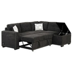 Canapé-lit convertible, canapé d'angle en L avec garniture cloutée, canapé de salon avec pouf de rangement et ports USB, porte-gobelet Noir