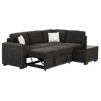 Canapé-lit convertible, canapé d'angle en L avec garniture cloutée, canapé de salon avec pouf de rangement et ports USB, porte-gobelet Noir