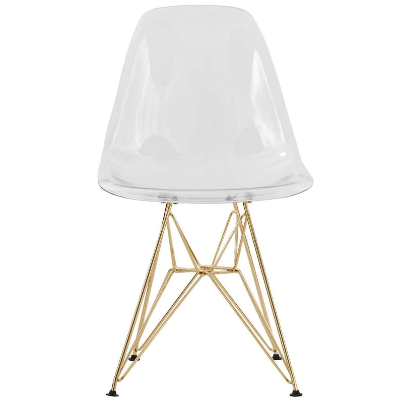 Ensemble de salle à manger 5 pièces Bristol – Table ronde 35" et 4 chaises en plastique avec base dorée