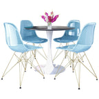 Ensemble de salle à manger 5 pièces Bristol – Table ronde 35" et 4 chaises en plastique avec base dorée