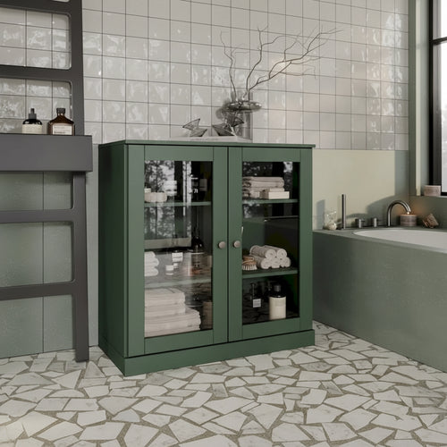 Palace Imports 100% Solid Wood 32 Bathroom Cabinet with Clear Glass Doors and Adjustable Shelves
