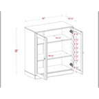 Meuble de salle de bain 100 % bois massif 32 po avec portes en verre transparent et étagères réglables