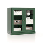 Meuble de salle de bain 100 % bois massif 32 po avec portes en verre transparent et étagères réglables