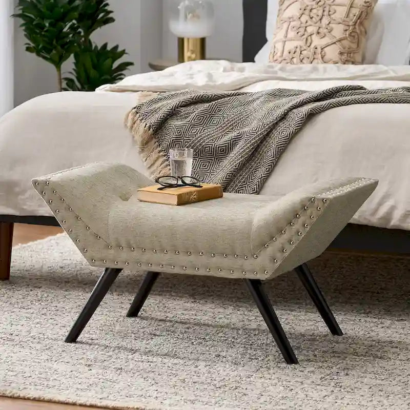 Banc ottoman en tissu capitonné