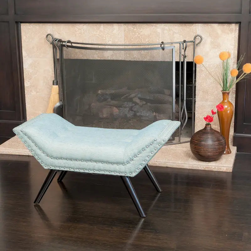 Banc ottoman en tissu capitonné