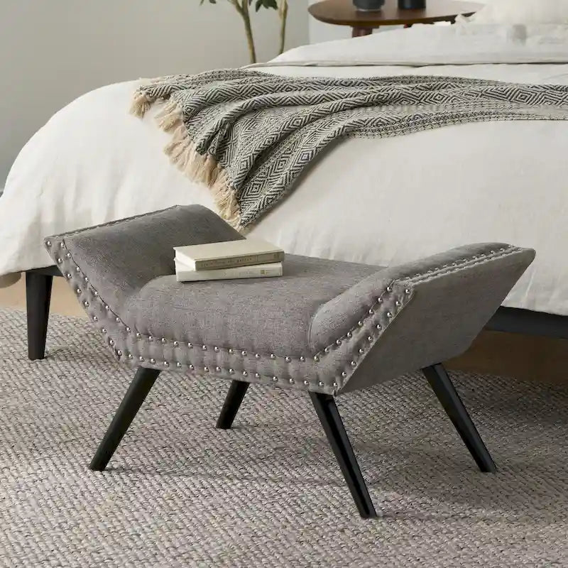 Banc ottoman en tissu capitonné