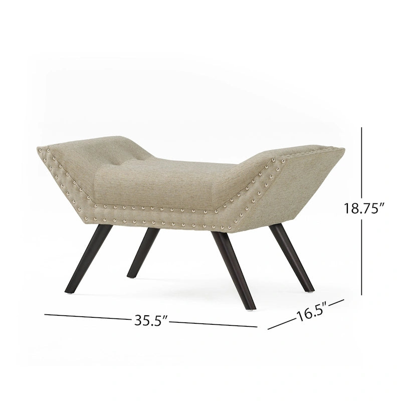 Banc ottoman en tissu capitonné
