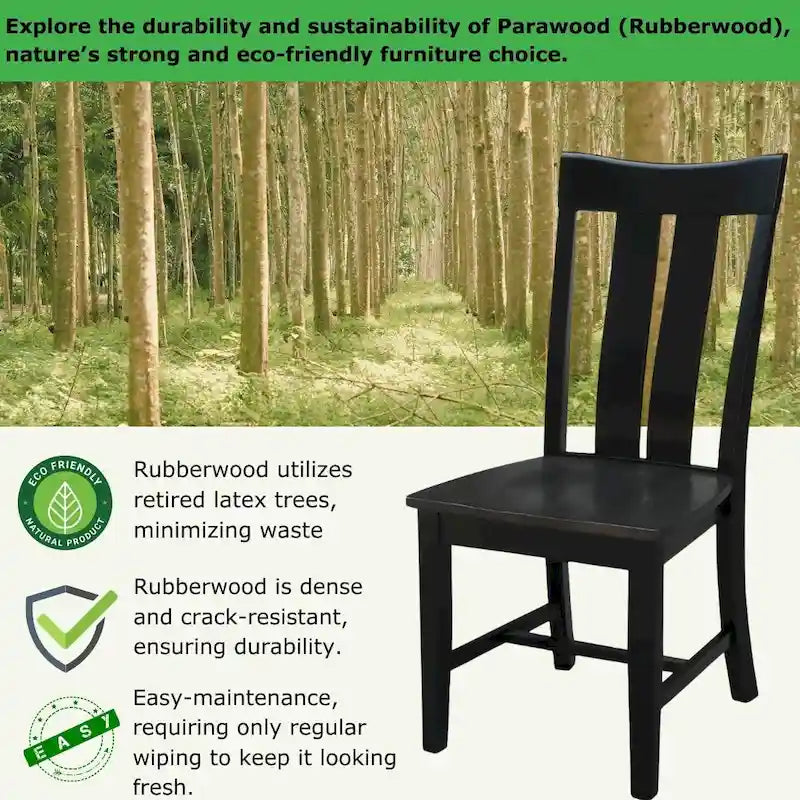 Chaise de salle à manger Ava en bois massif - Lot de deux