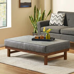 Pouf d'appoint cocktail moderne en microfibre avec cadre en bois