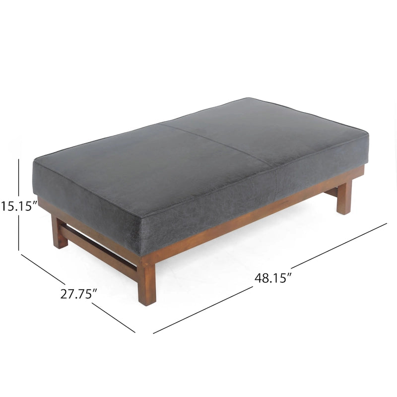 Pouf d'appoint cocktail moderne en microfibre avec cadre en bois