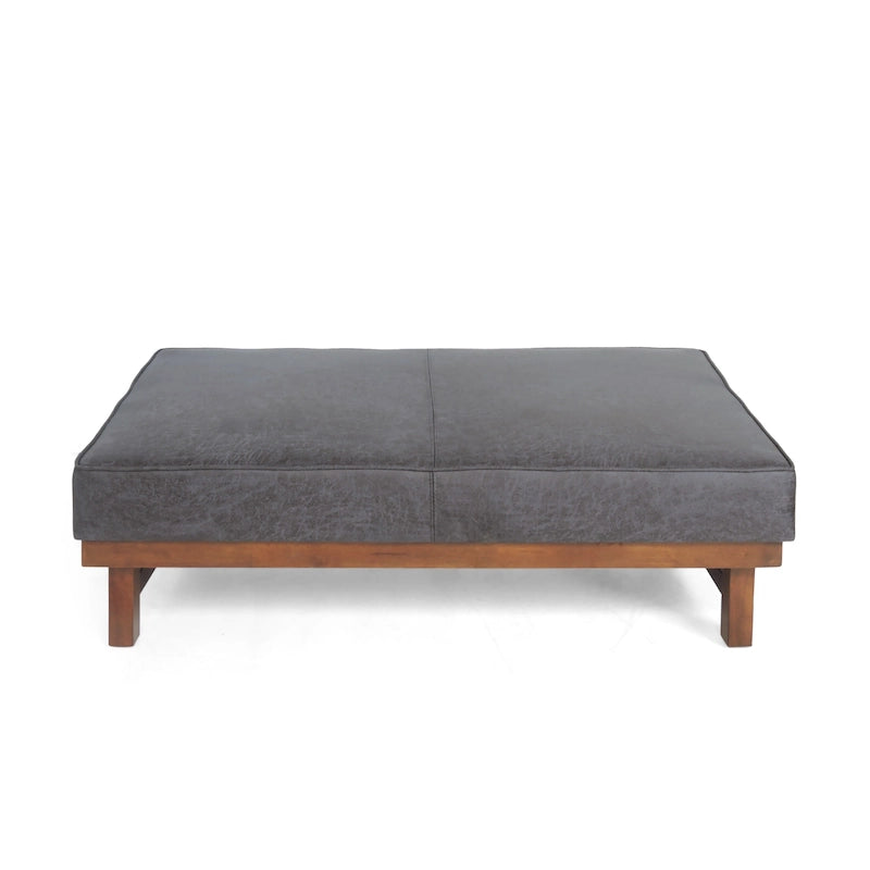 Pouf d'appoint cocktail moderne en microfibre avec cadre en bois