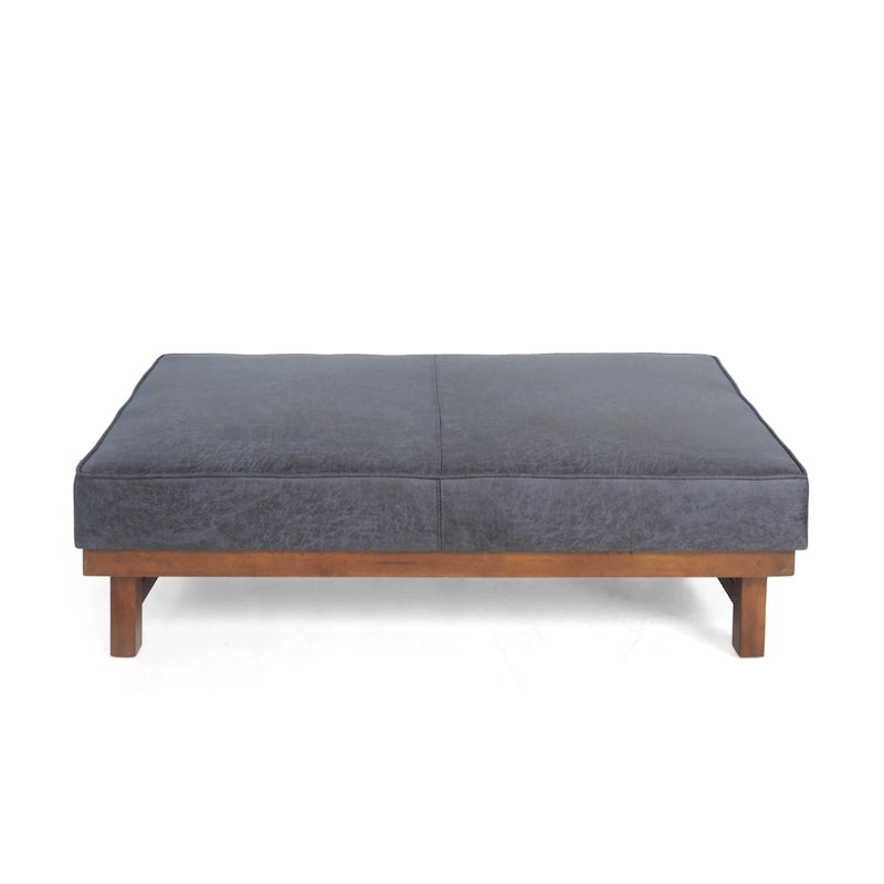 Pouf d'appoint cocktail moderne en microfibre avec cadre en bois