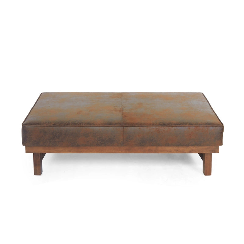Pouf d'appoint cocktail moderne en microfibre avec cadre en bois