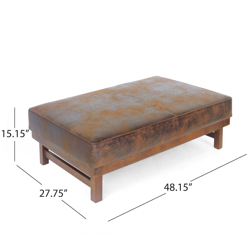 Pouf d'appoint cocktail moderne en microfibre avec cadre en bois