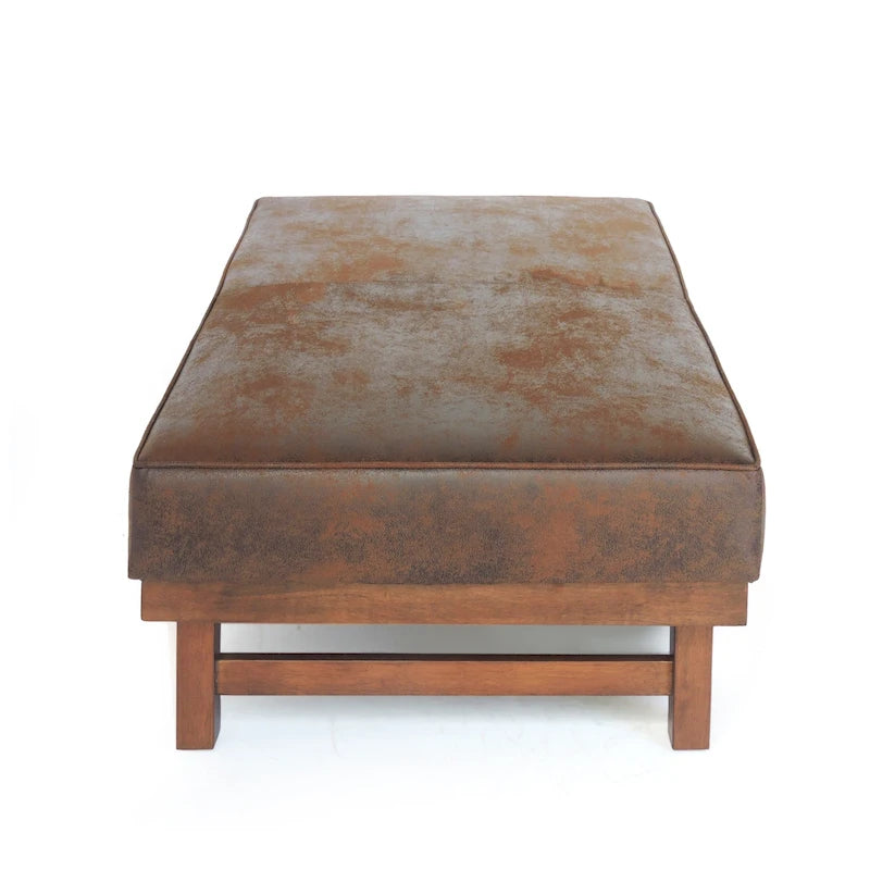 Pouf d'appoint cocktail moderne en microfibre avec cadre en bois