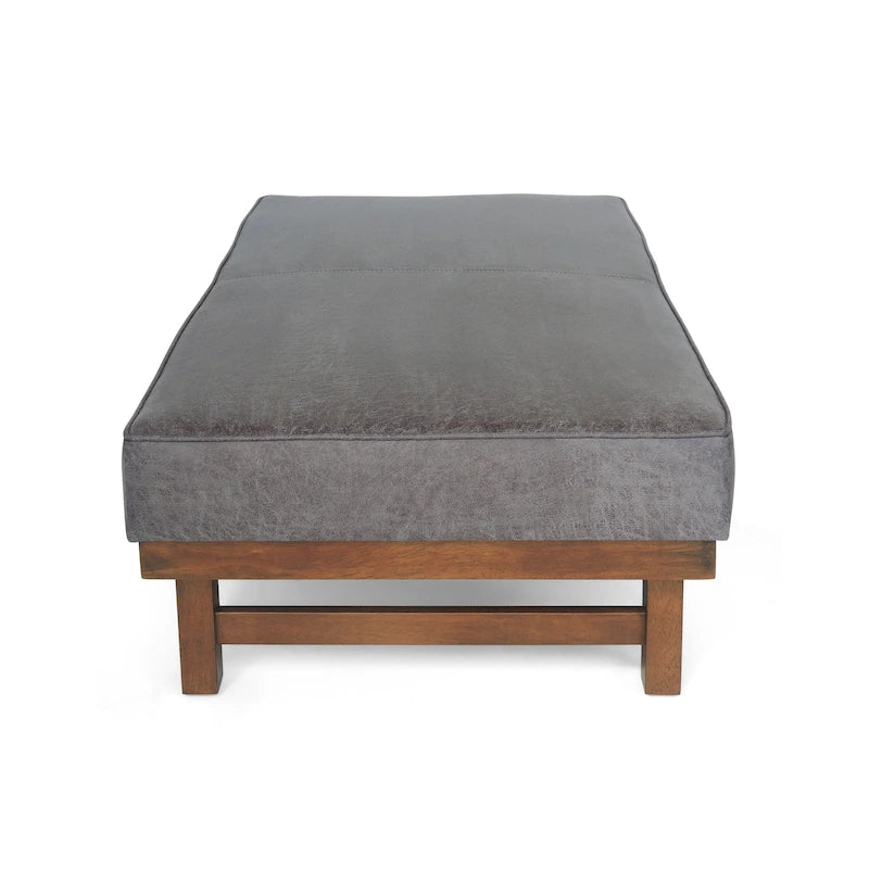 Pouf d'appoint cocktail moderne en microfibre avec cadre en bois