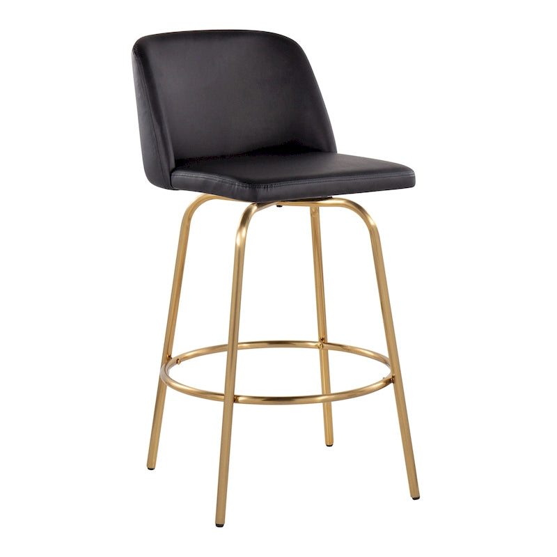 Tabouret de comptoir de 66 cm avec base en métal doré