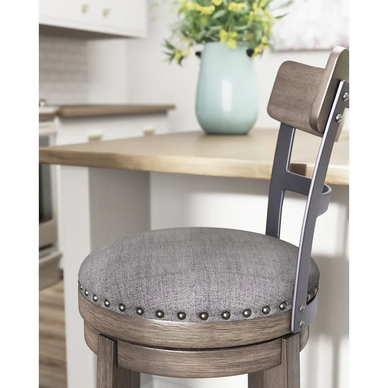 Tabouret de bar pivotant rembourré gris