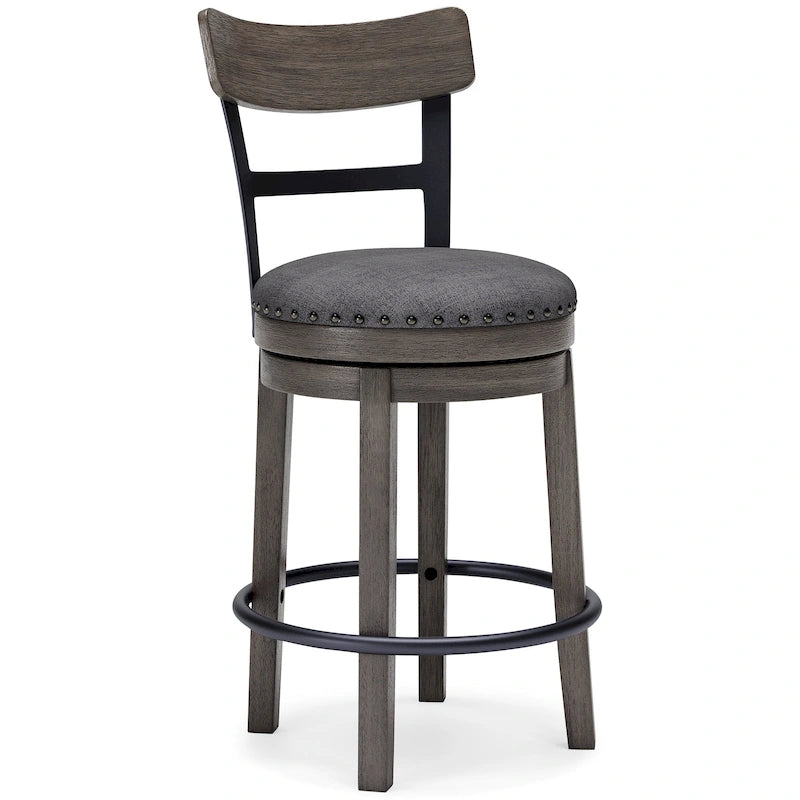 Tabouret de bar pivotant rembourré gris