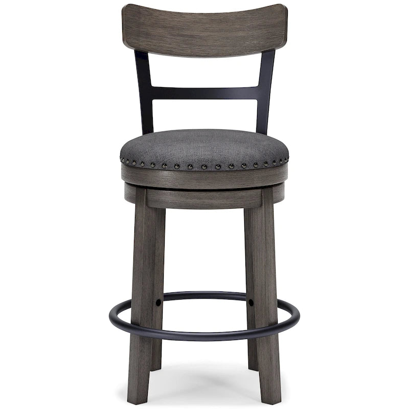 Tabouret de bar pivotant rembourré gris