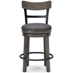 Tabouret de bar pivotant rembourré gris