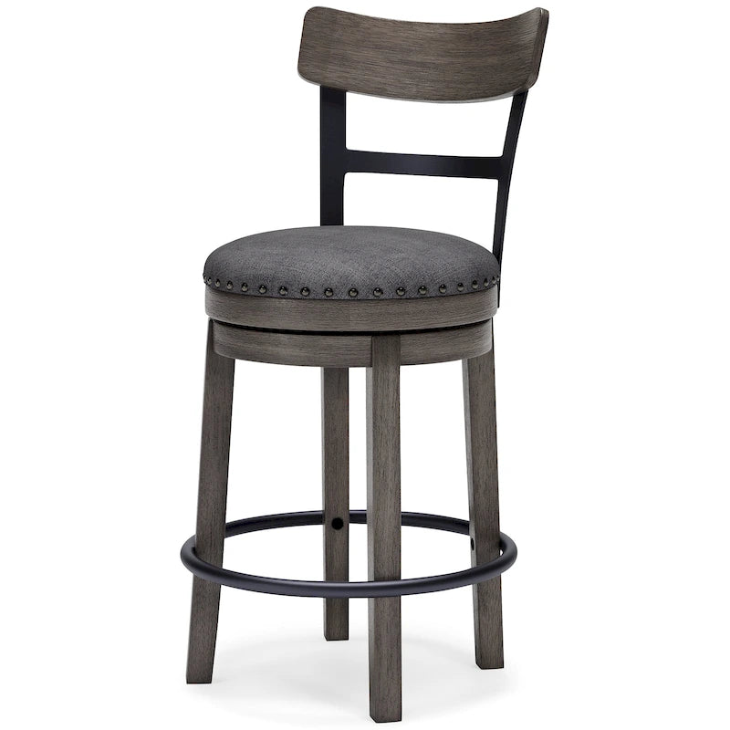 Tabouret de bar pivotant rembourré gris