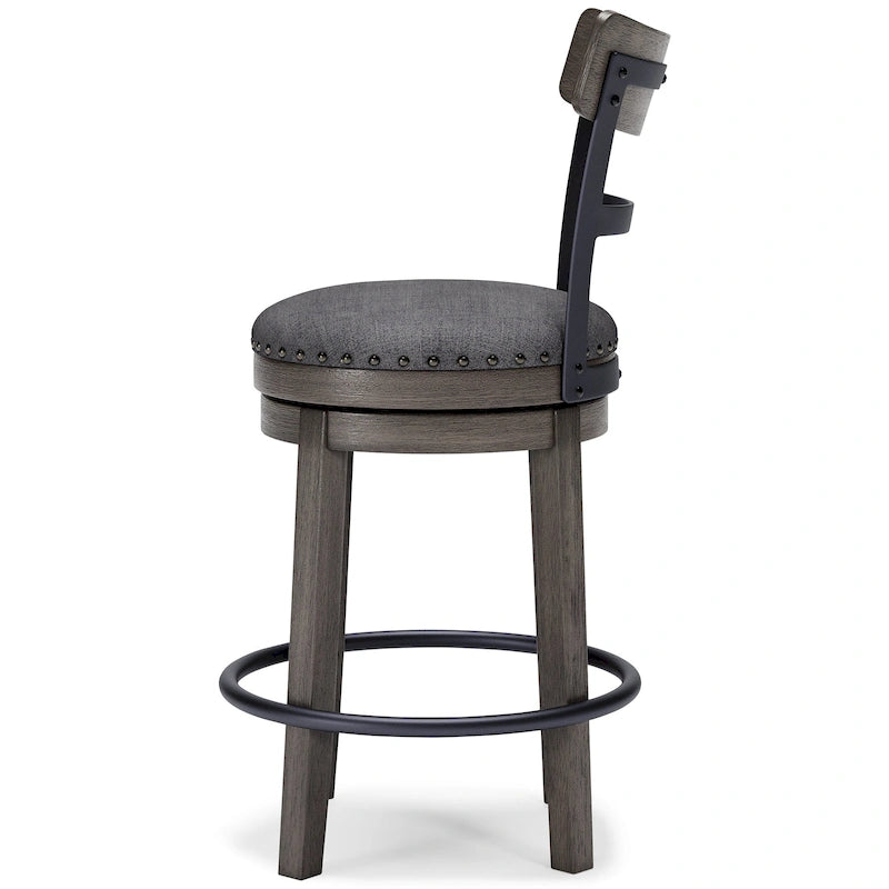 Tabouret de bar pivotant rembourré gris