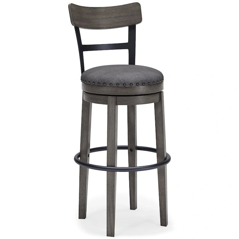 Tabouret de bar pivotant rembourré gris