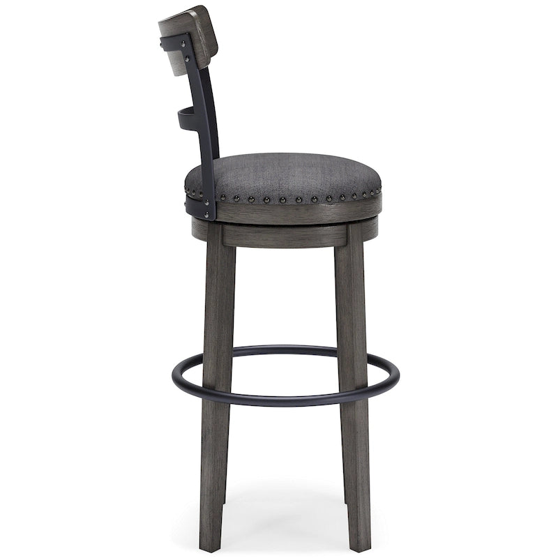 Tabouret de bar pivotant rembourré gris