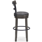Tabouret de bar pivotant rembourré gris