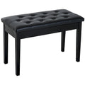 Banc de piano rembourré en similicuir noir, style campagnard traditionnel, en bouleau.