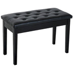 Banc de piano rembourré en similicuir noir, style campagnard traditionnel, en bouleau.