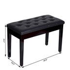 Banc de piano rembourré en similicuir noir, style campagnard traditionnel, en bouleau.